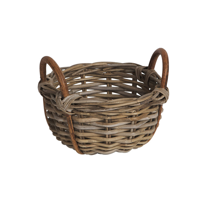 Set of 3 Corbeille Rattan Handle Baskets - Grey - Notbrand