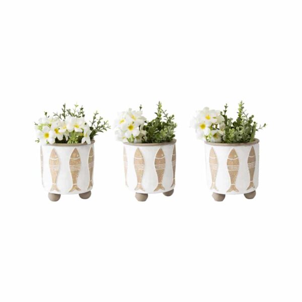 Set of 3 Footed Beach House Planter - Multicolour - Notbrand