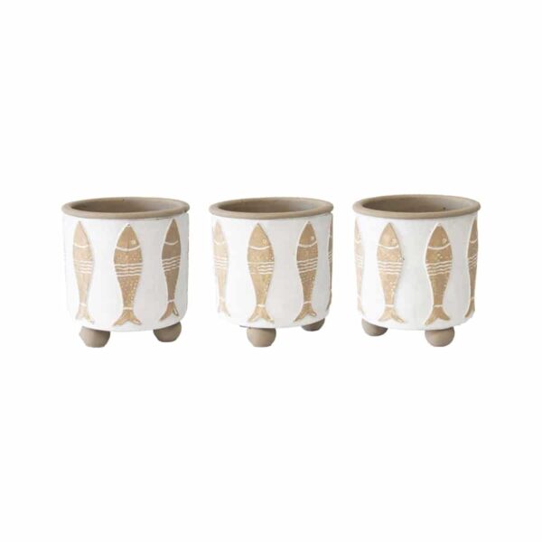 Set of 3 Footed Beach House Planter - Multicolour - Notbrand