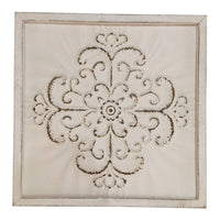 French Provincial Fleur Square Wall Art - Distressed White - Notbrand