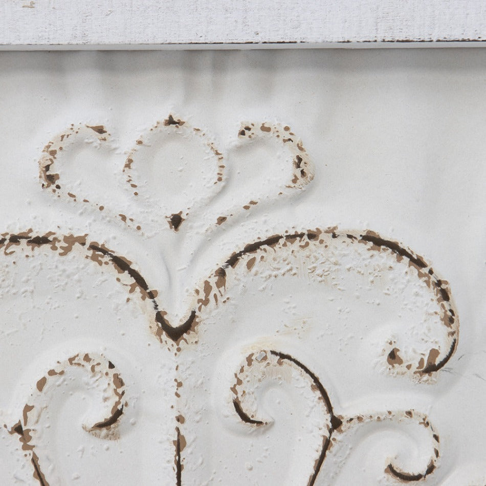 French Provincial Fleur Square Wall Art - Distressed White - Notbrand