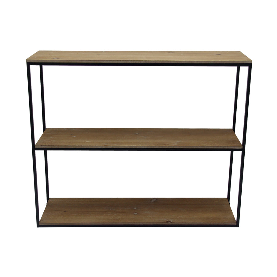 Contemporary Metal & Wood 3-Shelf Wall Unit - Natural - Notbrand