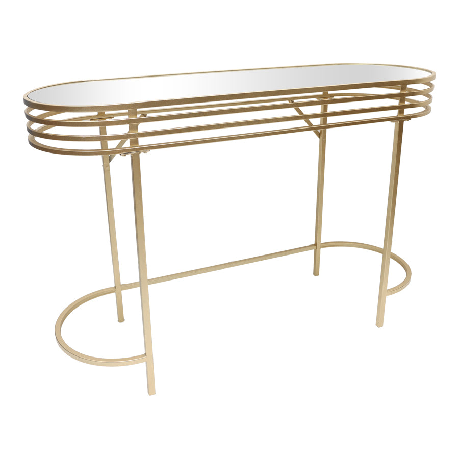 Aura Metal Oval Console Table - Distressed Gold - Notbrand