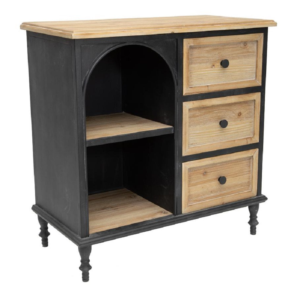 Nero Arc 3 Wood Drawer Shelved Cabinet - Black - Notbrand
