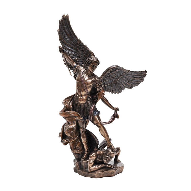 Archangel Michael Stepping On Demon Bronze Figurine - Notbrand