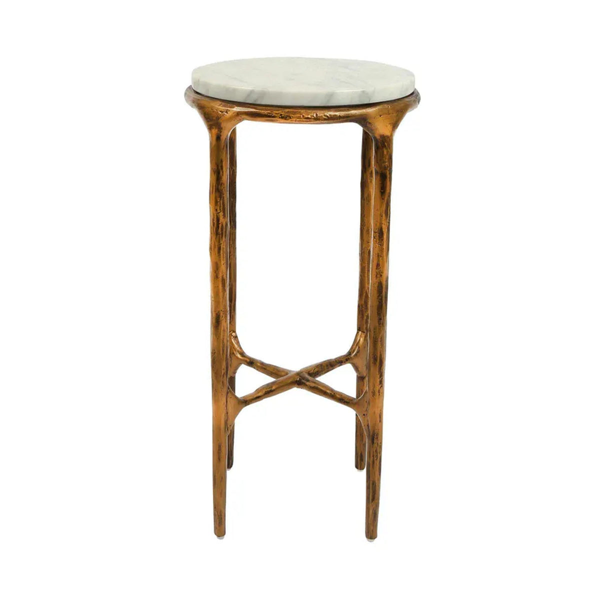 ARIES ROUND MARBLE SIDE TABLE GOLD - Notbrand