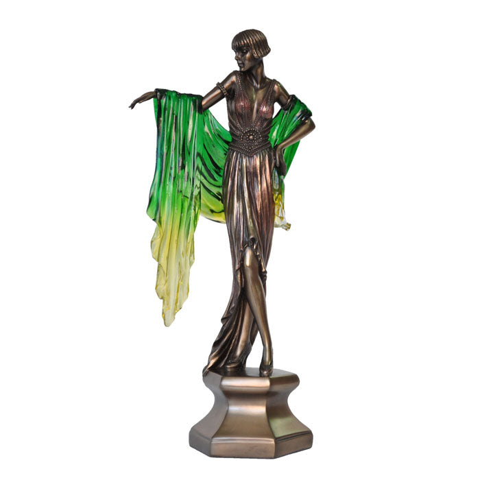 Art Deco Lady With Green Shawl Figurine - Notbrand