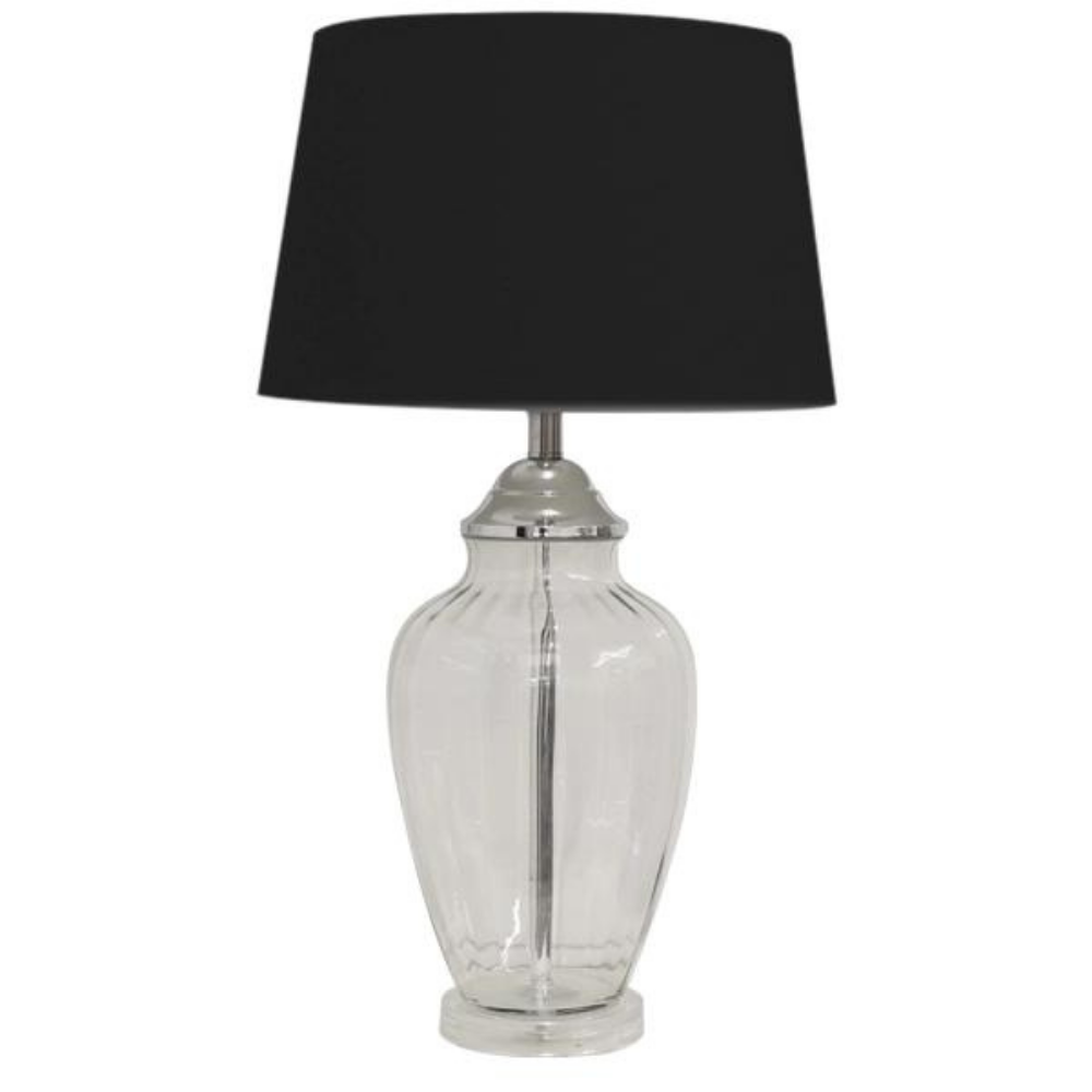 Addison Glass Table Lamp with Black Shade - Clear - Notbrand