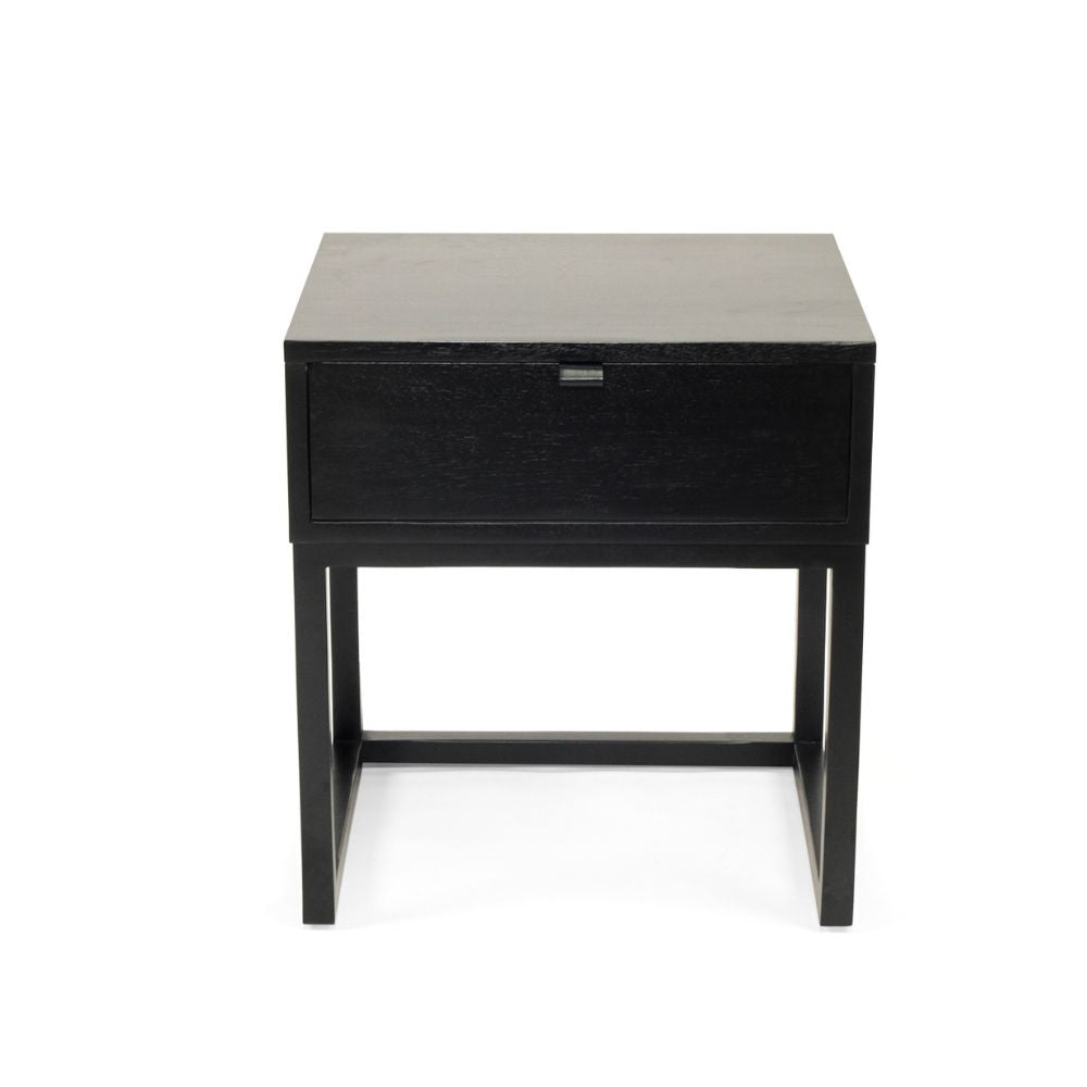 Alinar Wooden Bedside Table – Black - NotBrand