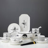 Antler Printed Ceramic Dinnerware With Round Plates - Set of 28 - Notbrand