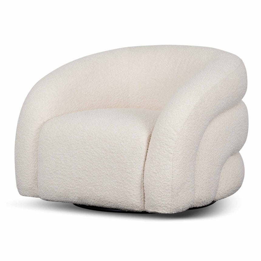 Groerd Boucle Fabric Arm Chair - Ivory White - Notbrand