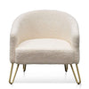 Armchair - Ivory White Synthetic Wool with Golden Legs - NotBrand