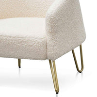 Armchair - Ivory White Synthetic Wool with Golden Legs - NotBrand
