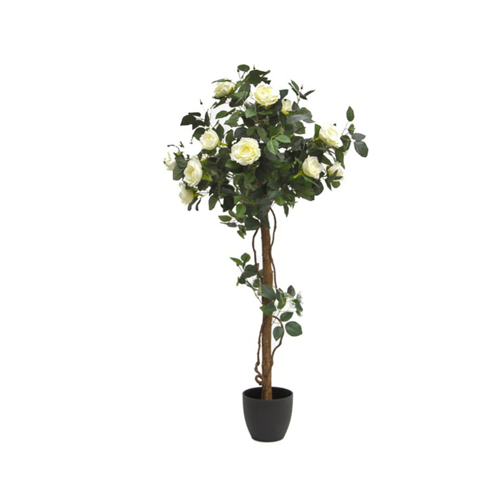 Rose Topiary Potted White Artificial Tree - 130cmH - Notbrand