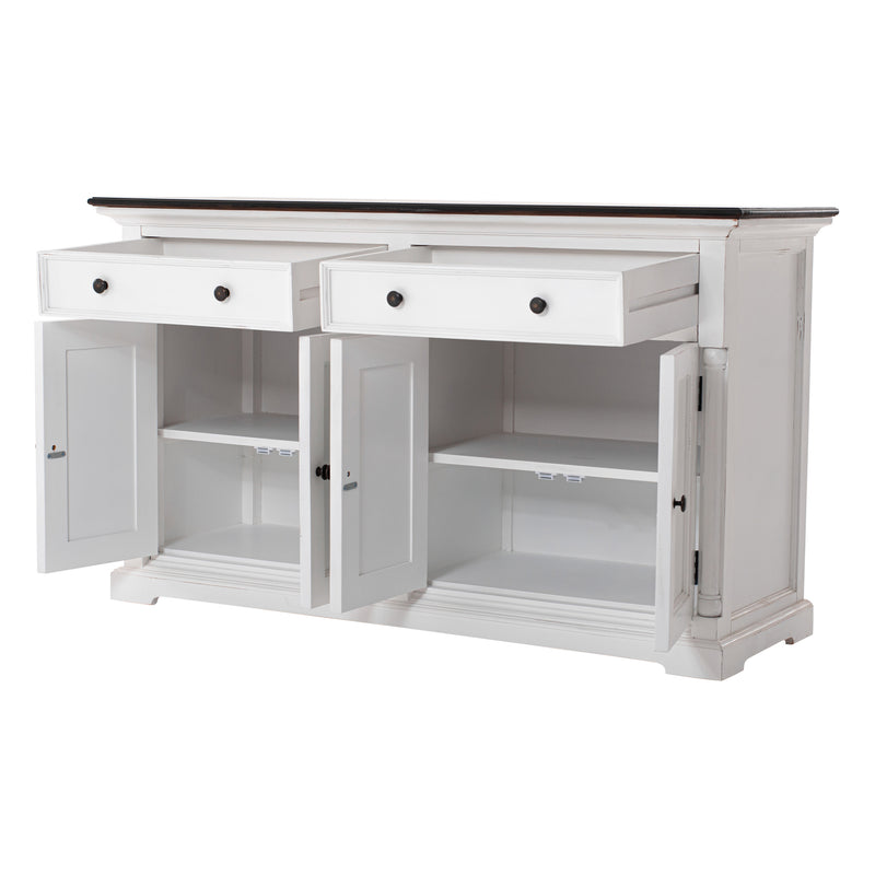 Provence Accent Timber Buffet Table - White Distress & Deep Brown - Notbrand