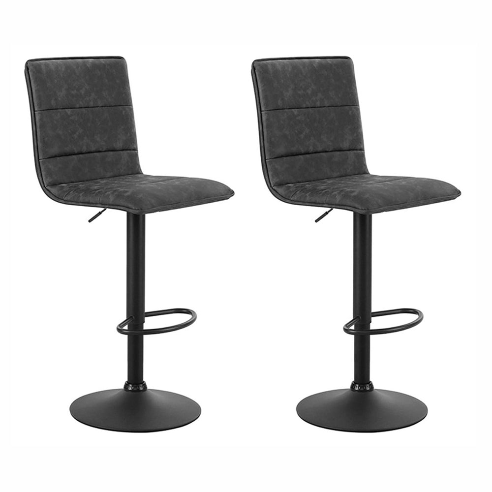 Artiss Set of 2 Bar Stools PU Leather Smooth Line Style - Grey and Black - Notbrand