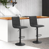 Artiss Set of 2 Bar Stools PU Leather Smooth Line Style - Grey and Black - Notbrand