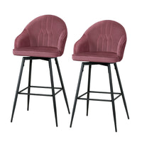 Artiss Mesial Velvet Dining Bar Stools in Pink Set - 2 Pieces - Notbrand