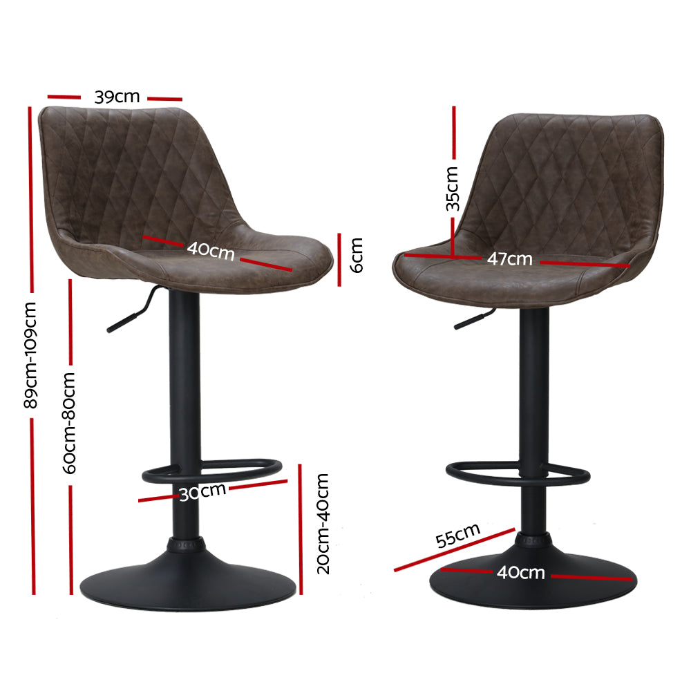 Artiss Rushal Metal Dining Bar Stools in Brown Set - 2 Pieces - Notbrand