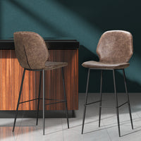Artiss Kingsley Leather Bar Stools in Brown Set - 2 Pieces - Notbrand