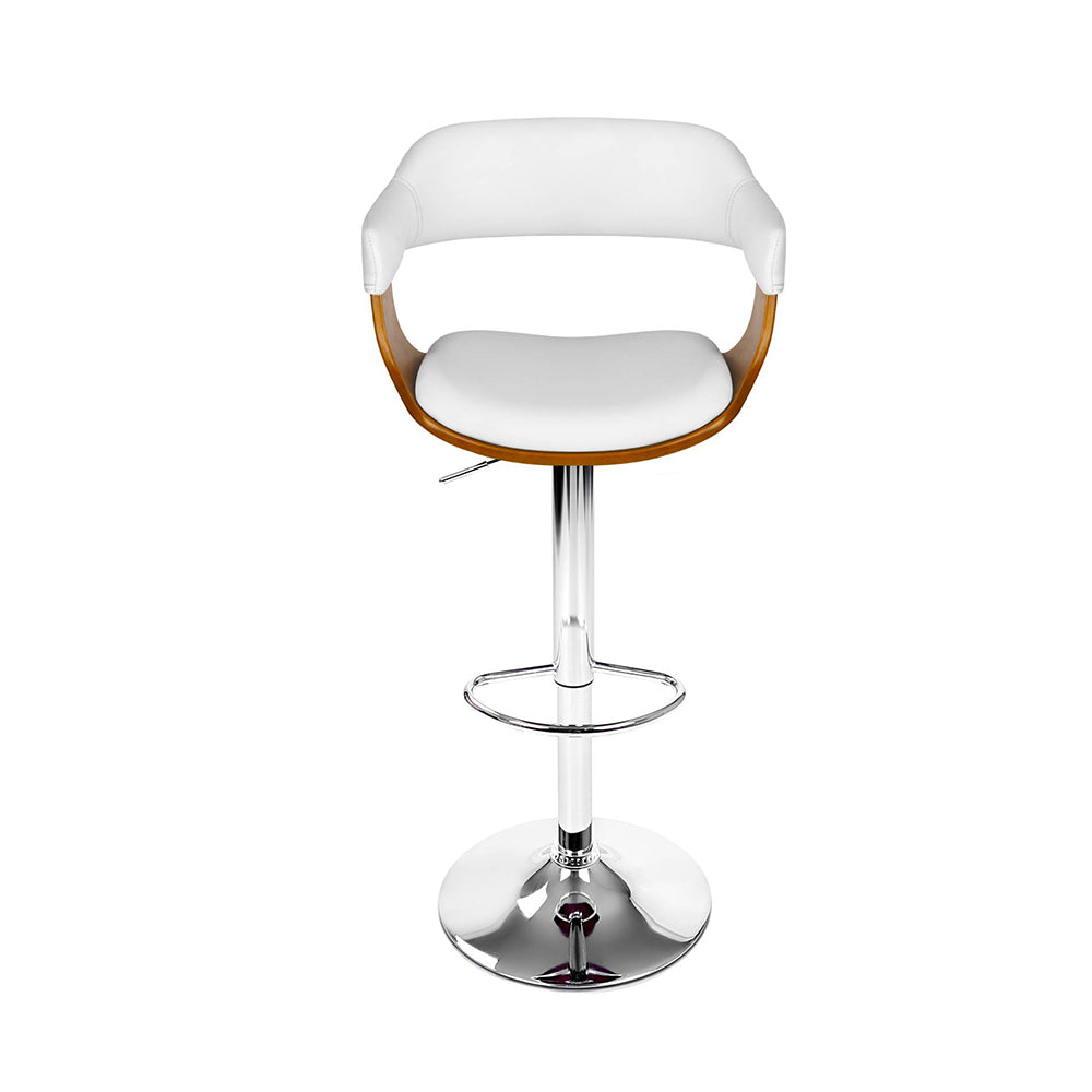 Artiss Set of 2 Wooden PU Leather Bar Stool - White and Chrome - Notbrand