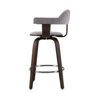 Artiss Set of 2 Bar Stools Wooden Swivel Bar Stool Kitchen Dining Chair - Wood, Chrome and Grey - Notbrand