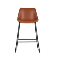 Artiss PU Leather Metal Bar Stools in Brown- Set of 2
