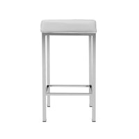 Artiss PU Leather Backless Bar Stools in White & Chrome - Set of 2 - Notbrand