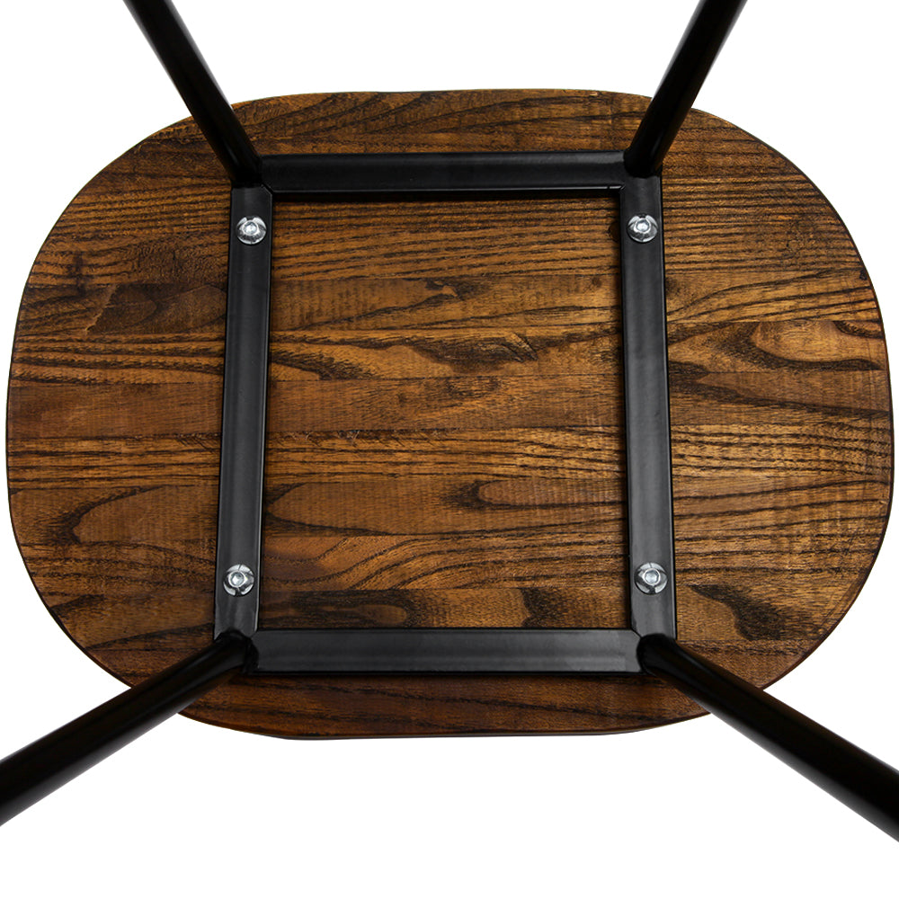 Artiss Wood Backless Bar Stools 65cm in Black & Dark Natural - Set of 2 - Notbrand