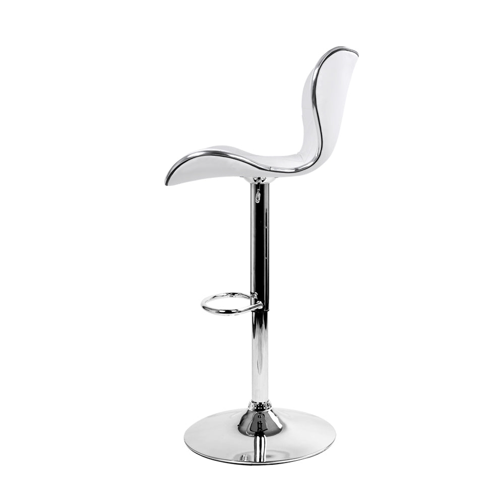 Artiss PU Leather Patterned Bar Stools in White & Chrome - Set of 2 - Notbrand