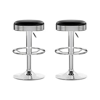 Artiss Backless PU Leather Bar Stools in Black & Chrome - Set of 2 - Notbrand