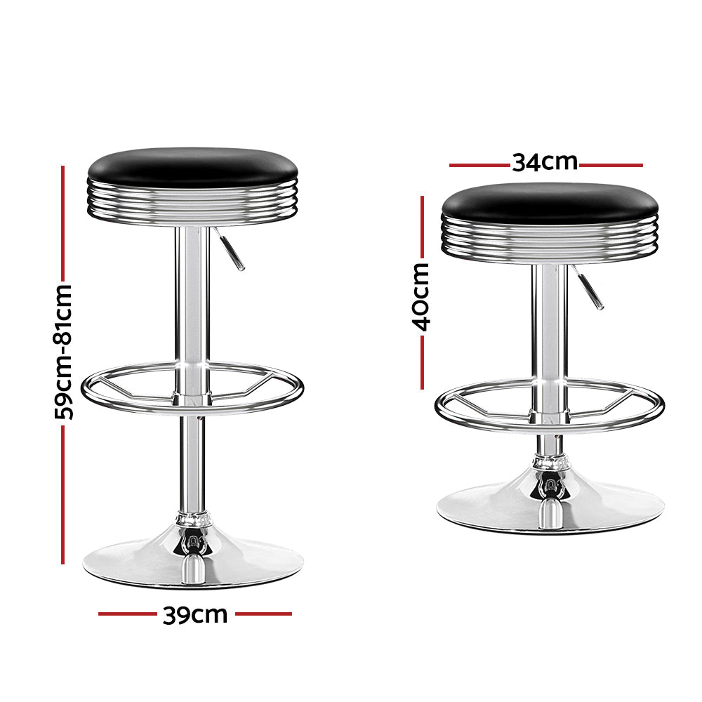 Artiss Backless PU Leather Bar Stools in Black & Chrome - Set of 2 - Notbrand