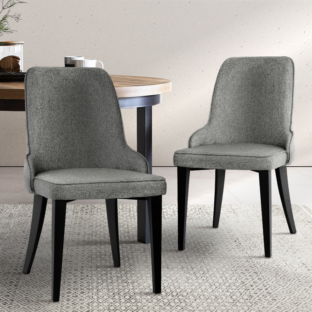 Artiss Fabric Dining Chairs in Grey - Set of 2 - Notbrand