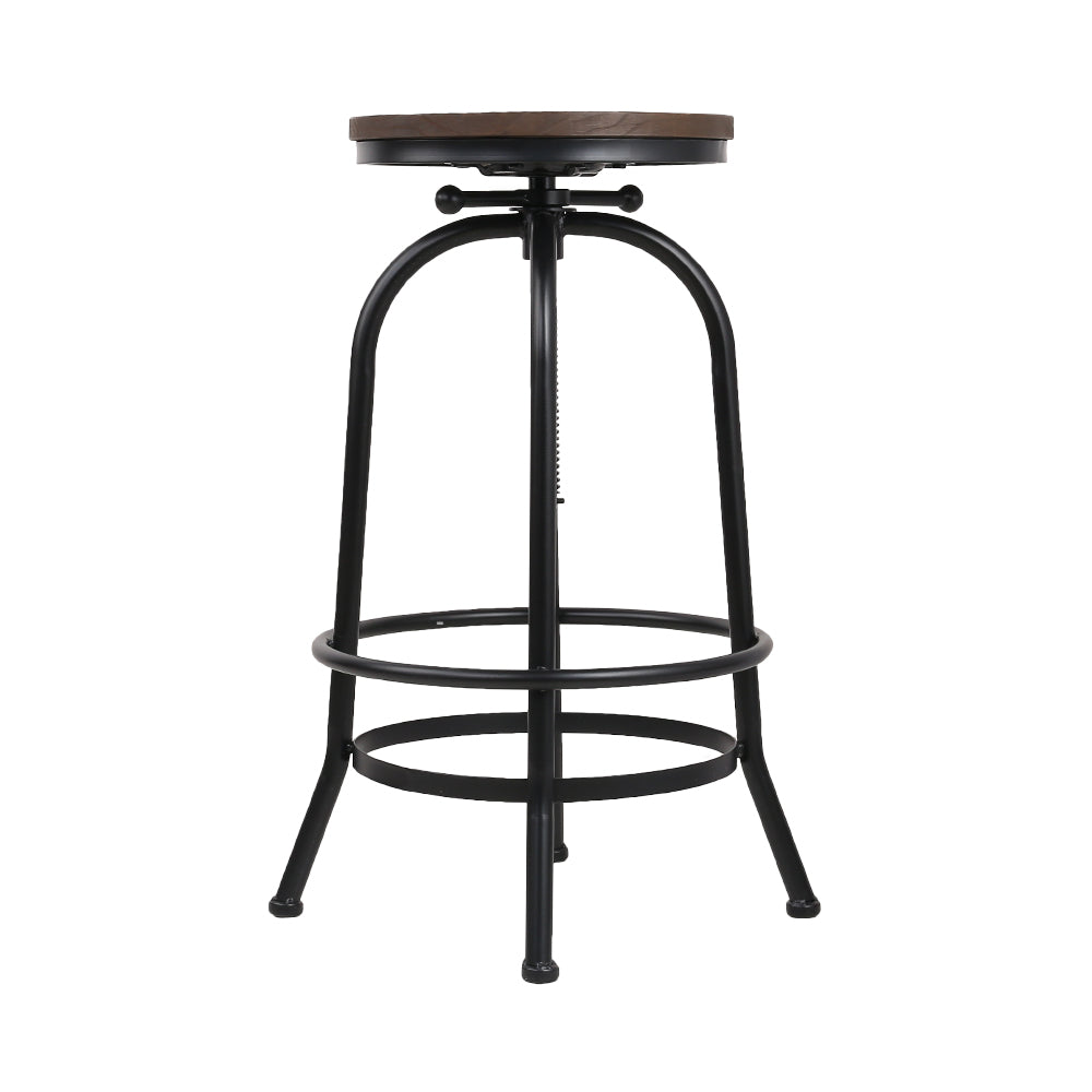 Artiss Industrial Round Seat Bar Stool - Black & Brown - Notbrand