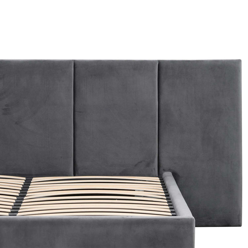 Nour King Bed Frame - Charcoal Velvet - Notbrand
