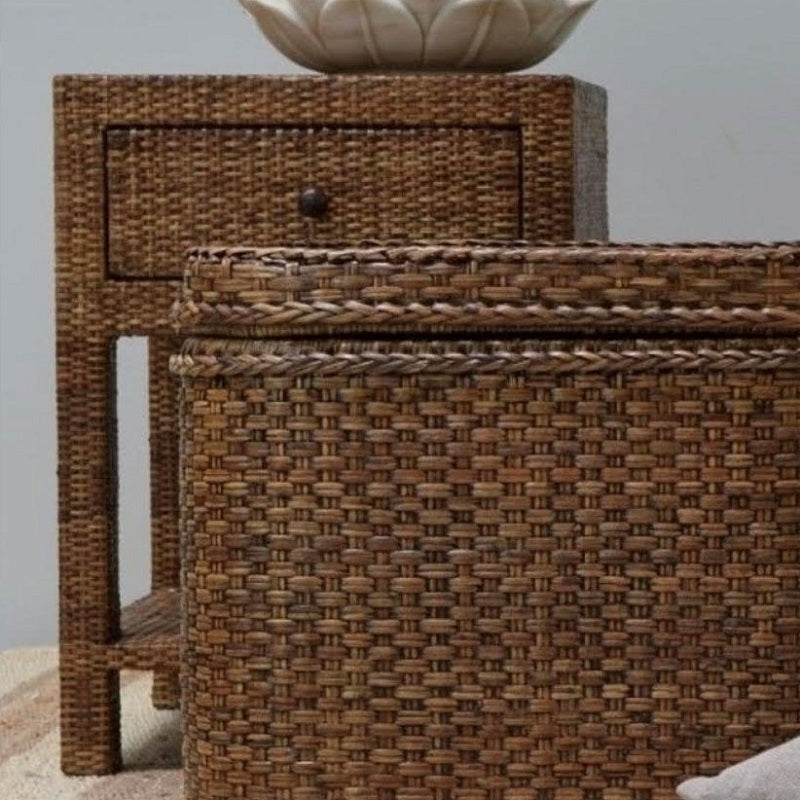 Plantation Rattan Bedside Table - Antique Brown - Notbrand