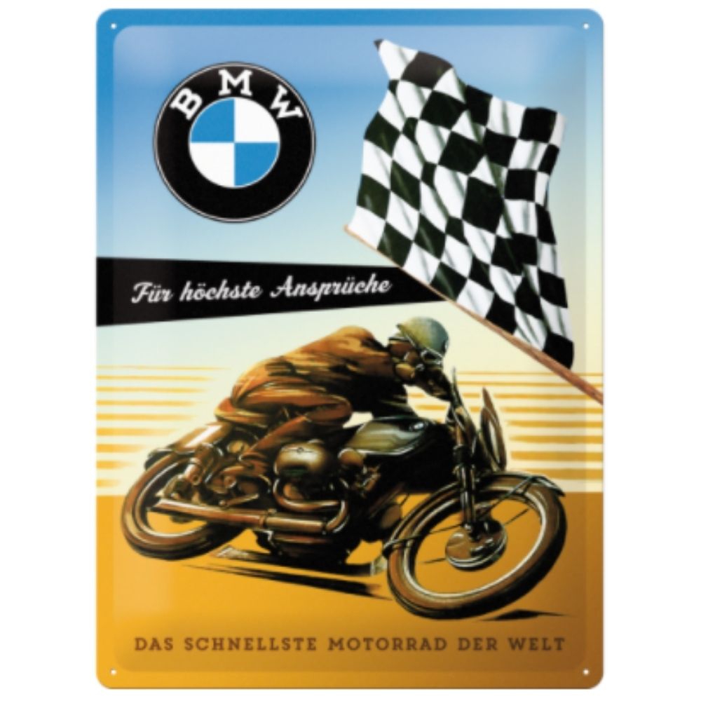 BMW Motorcycle Flag/Brown/Blue - Large Sign - NotBrand