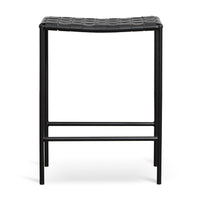 Elza Leather Bar stool With Steel Frame - Black - Notbrand