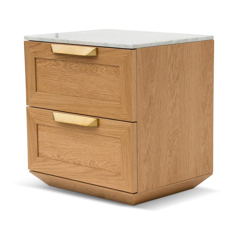 Arcso Bedside Table with Marble Top - Natural - Notbrand