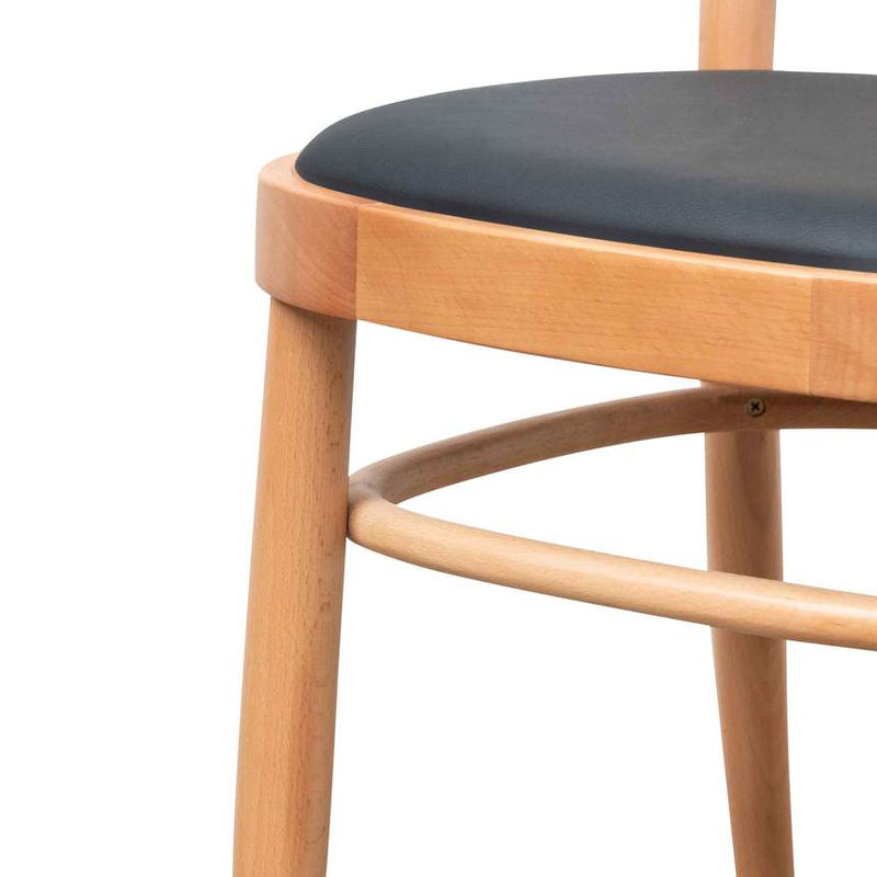 Lian Set of 2 Natural Rattan Dining Chair - Black Cushion - Notbrand