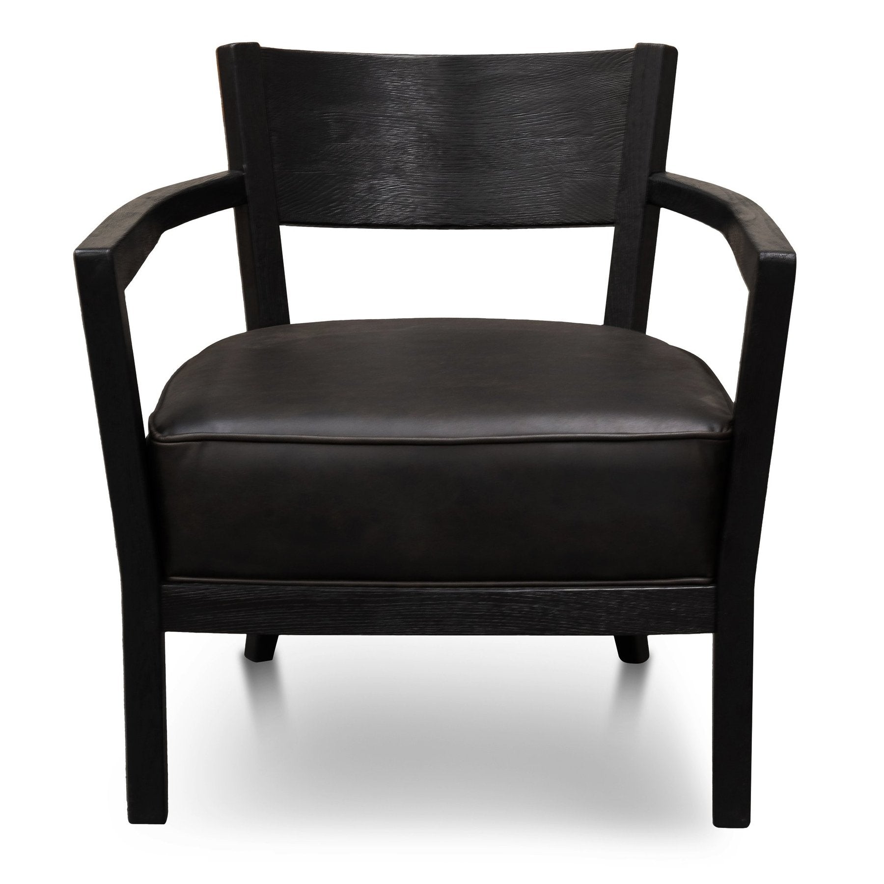 Knight Black Wooden Armchair with PU Leather Seat - Notbrand