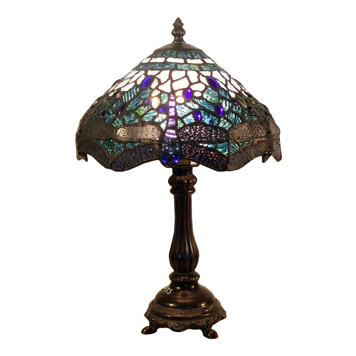 Dasher Tiffany Style Table Lamp in Blue - Small - Notbrand