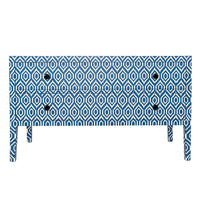 Bone Inlay Chest of 2 Drawers Ikkat in Blue, Bone Inlay dresser, commode, bone inlay furniture, handmade, furniture - Notbrand