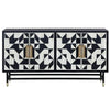 Bone Inlay Chest of 8 Drawer Black White Honeycomb Pattern Commode Sideboard handCrafted Home Decor Inlay Furniture by Bright Handicrafts - Notbrand