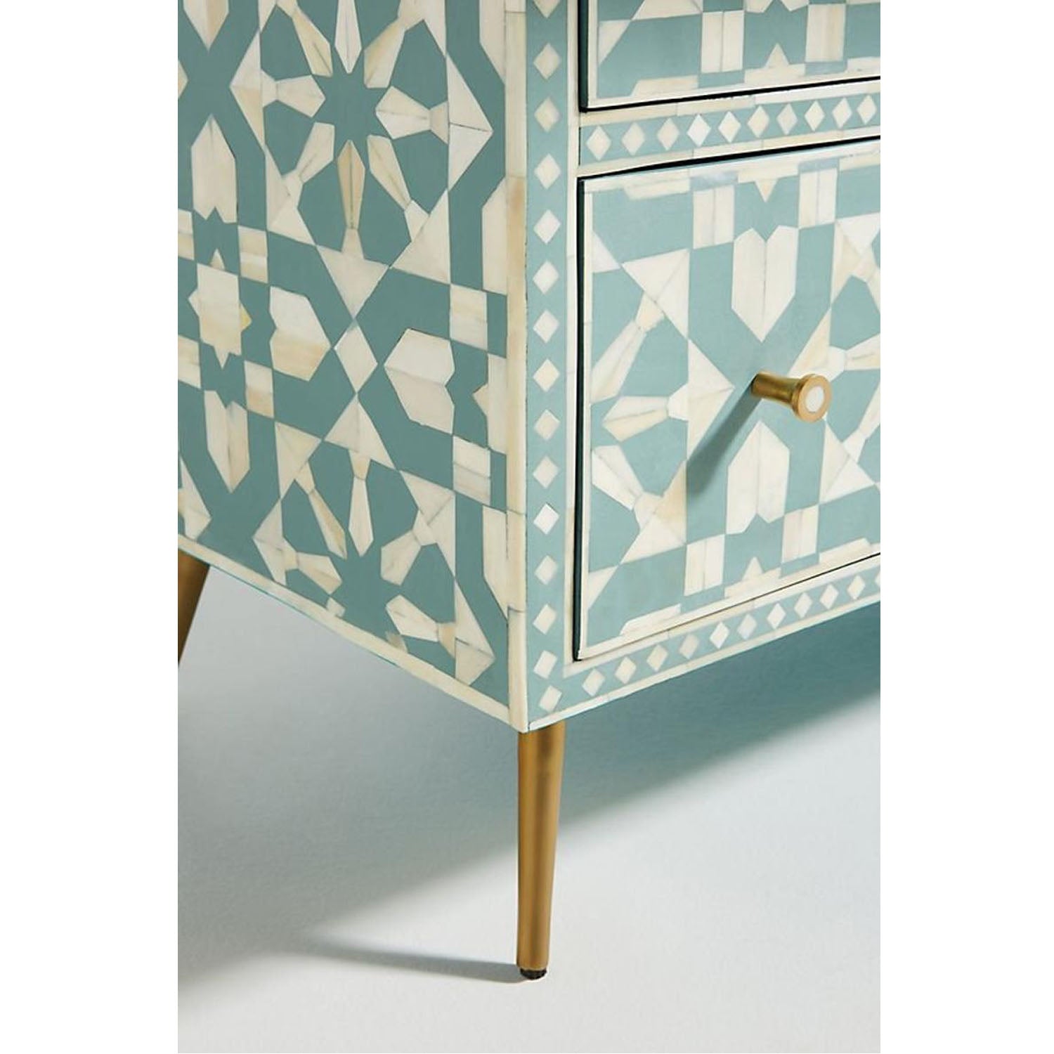 Bone Inlay Moroccan Design 6 Drawers Chest of Drawers Green, Bone Inlay Moroccan Design 6 Drawers Dresser Table, Storage Unit - Notbrand