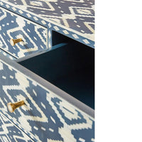 Sandor Ikkat Pattern Bone Inlay 6 Drawers Chest Dresser Sideboard Indigo - Notbrand
