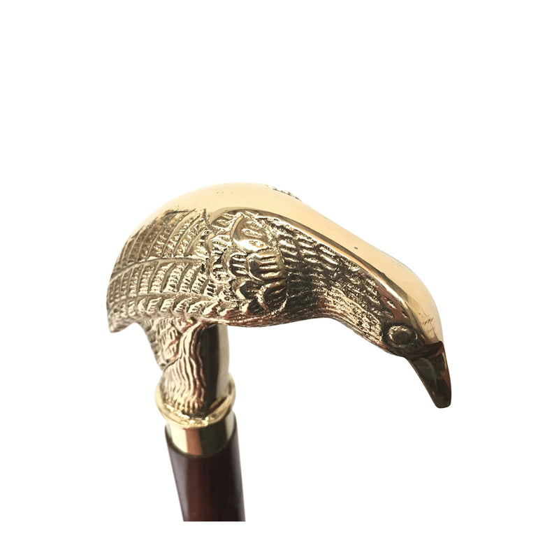 Antique Brass Bird Handle Walking Stick - Notbrand