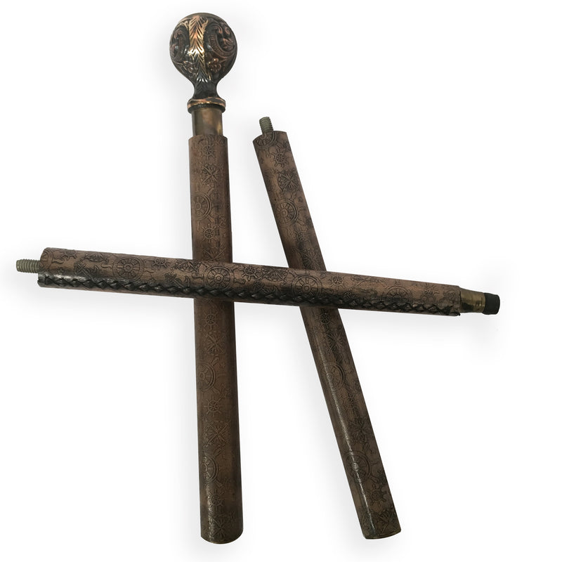 Antique Brass Compass Handle Walking Stick - Notbrand