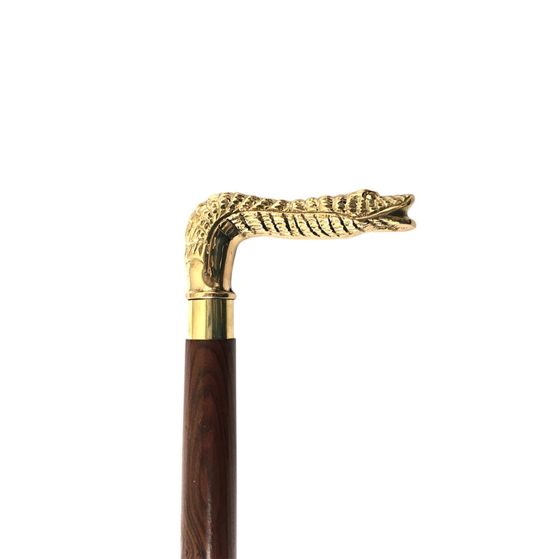 Antique Brass Snake Handle Walking Stick - Notbrand