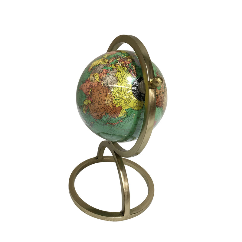 Vintage Green & Brass World Globe - Notbrand